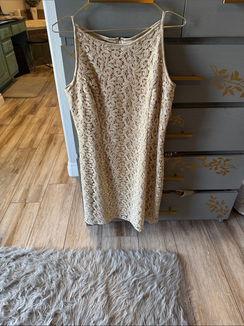 Jessica McClintock Cream Lace Sleeveless Mini Dress